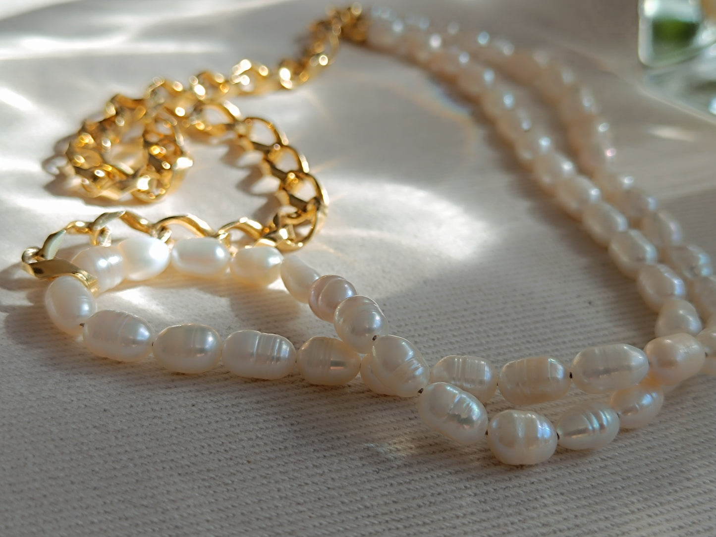 Κολιέ Aethra Cultured Freshwater Pearl and Silver Chain