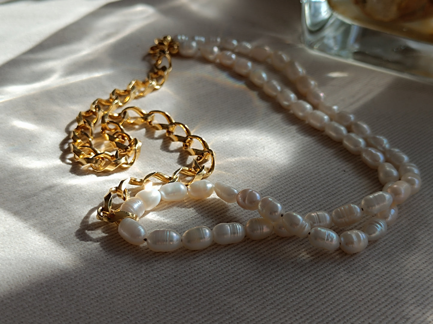 Κολιέ Aethra Cultured Freshwater Pearl and Silver Chain