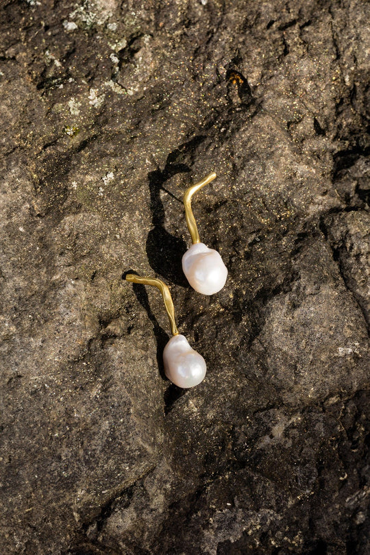 Earrings Gilt Pearl - Gold Plated - Kintsugi Collection