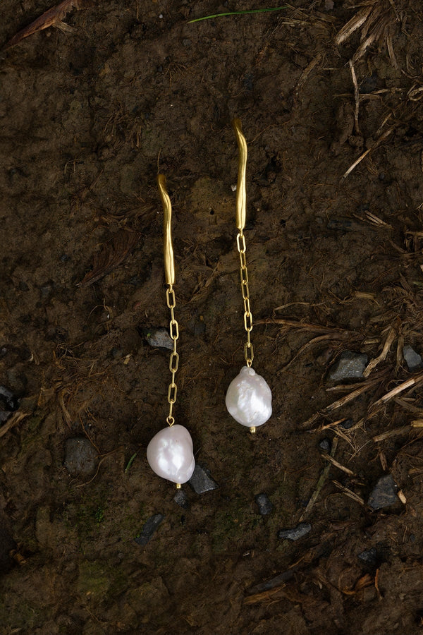 Earrings Orla Dangle Pearl - Gold Plated - Kintsugi Collection