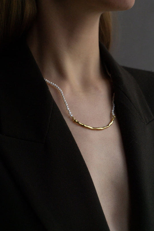 Necklace Stria Pearl Gold Plated "Kintsugi Collection"