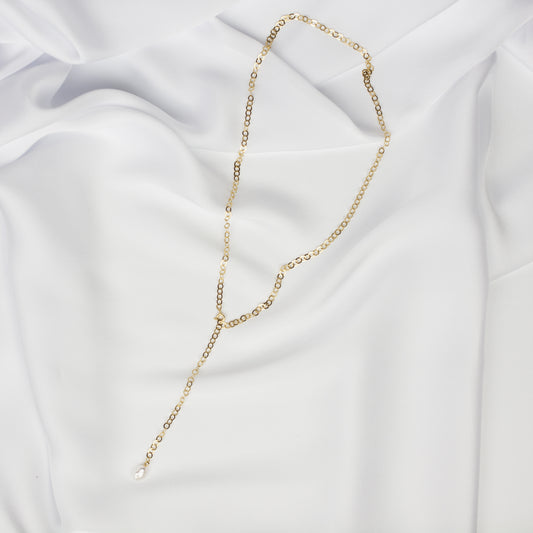 Necklace Chain Mini Pearl Gold Plated "Vermeer Collection"