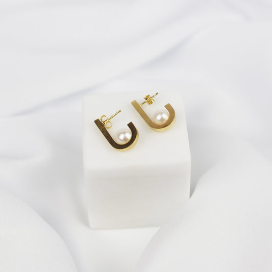 Earrings U Pearl Gold Plated "Kad Collection"